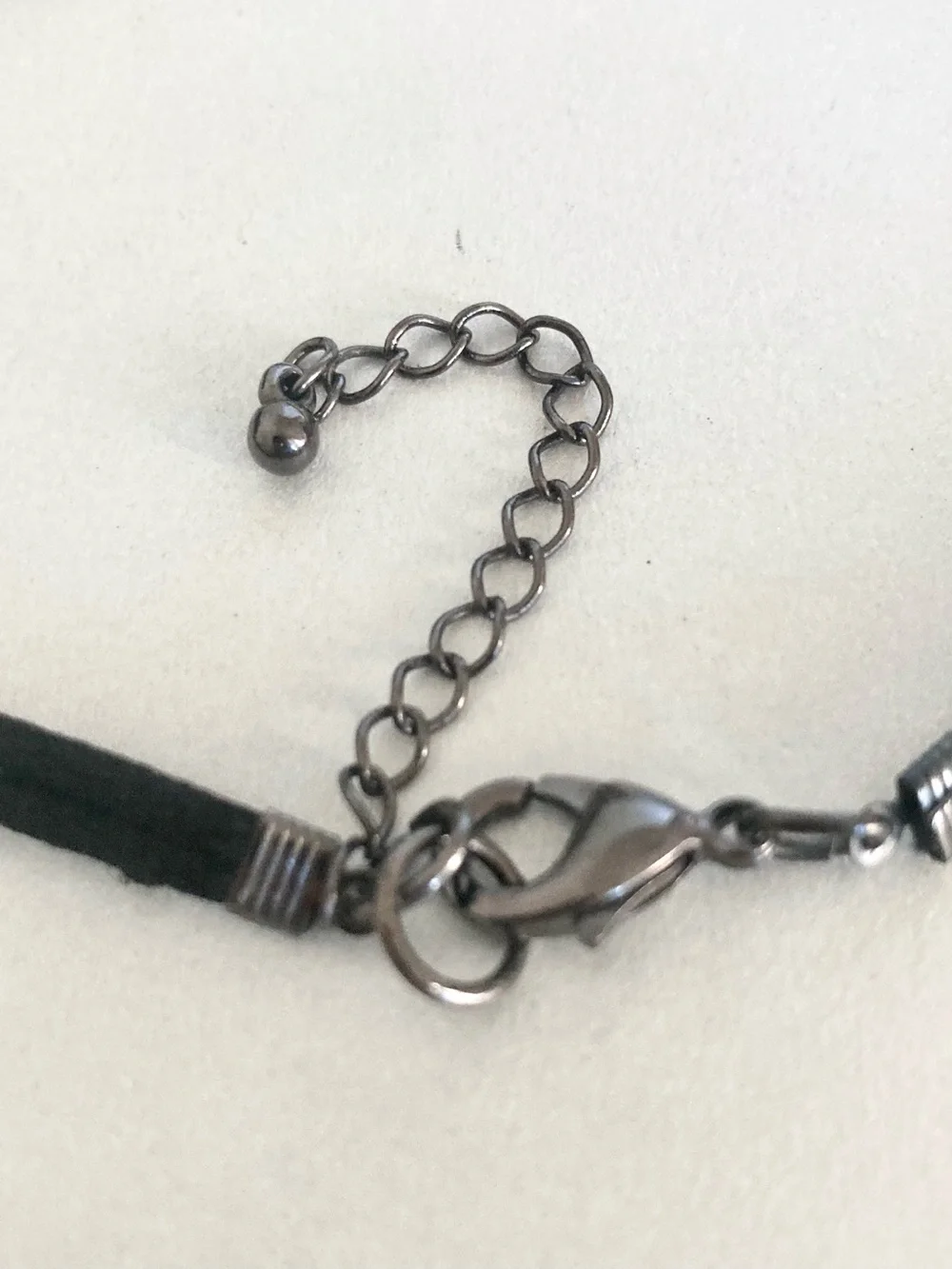 Double Strand Black gray facet Bead Floral Accent preloved cord chain Necklace
